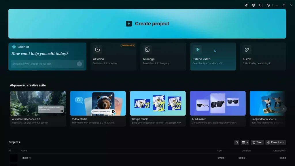 Install CapCut and launch the PC application