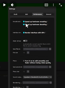 image CapCut Performance Settings